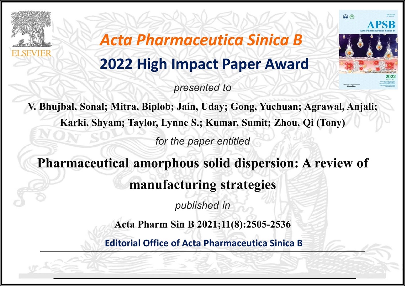 High Impact Paper Award